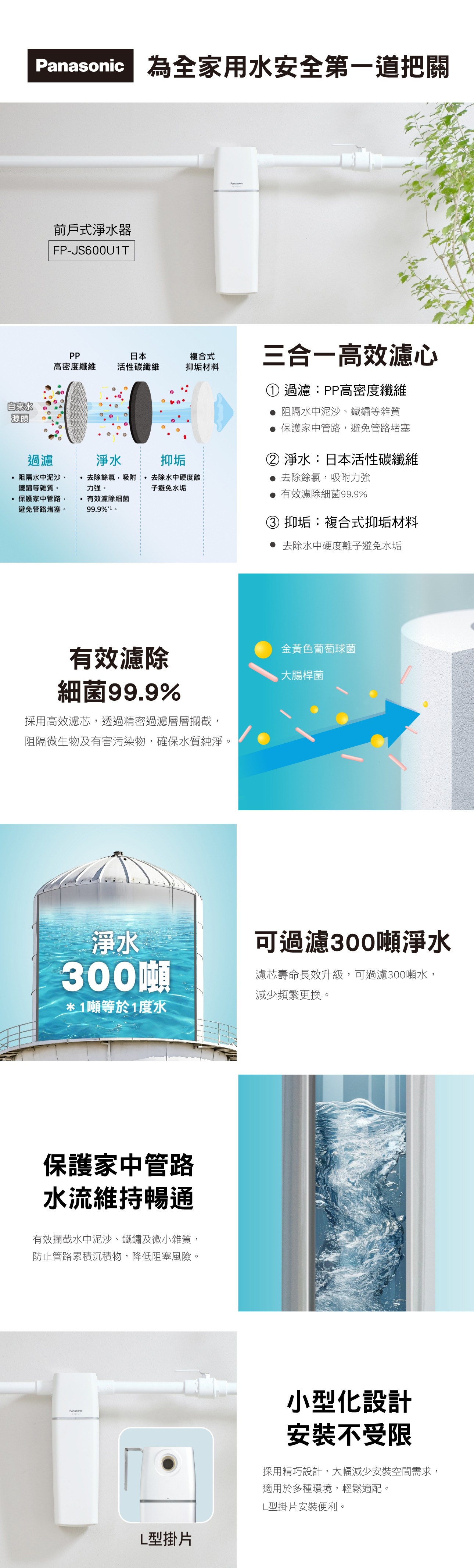 Panasonic 前戶式淨水器FP-JS600U1T